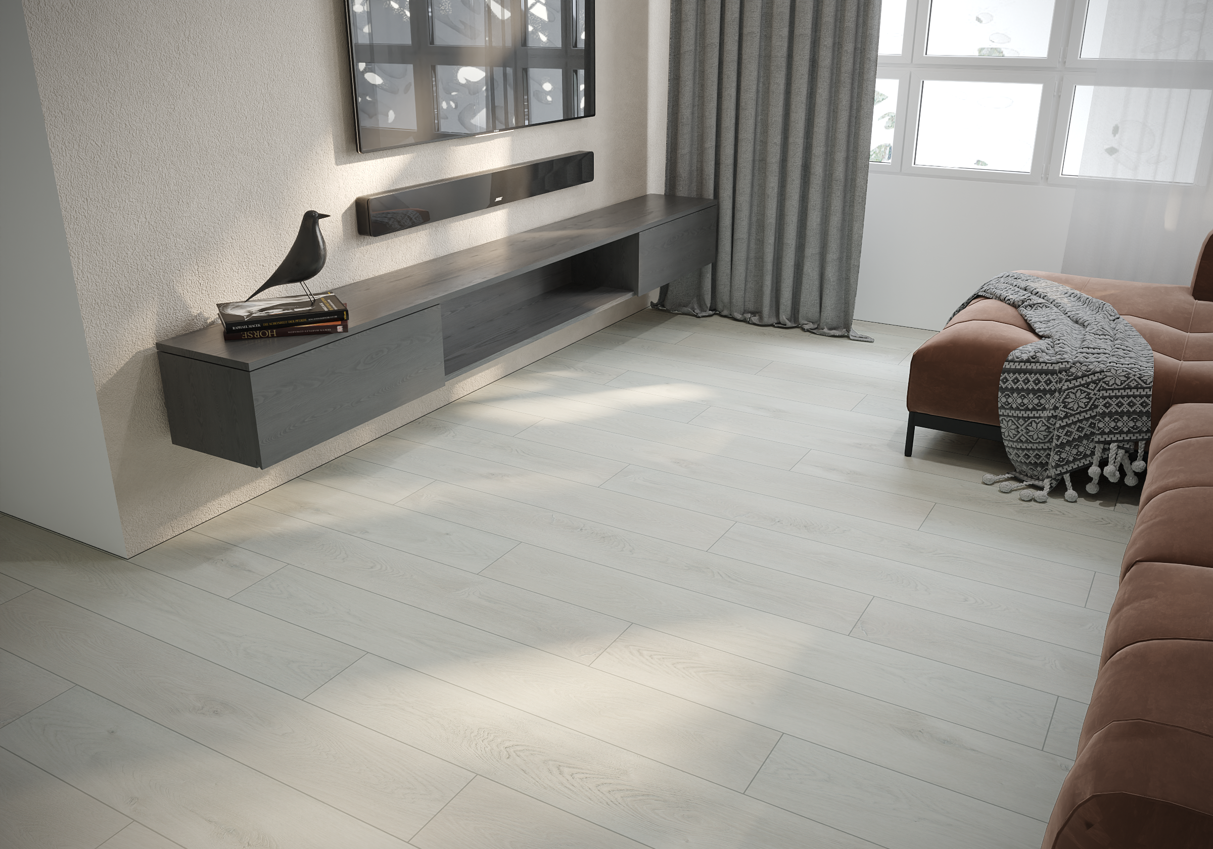 Кварцвиниловый SPC ламинат Art East Art Stone Дуб Ланкастер 103-ASP 1220×181×6 фото в интерьере